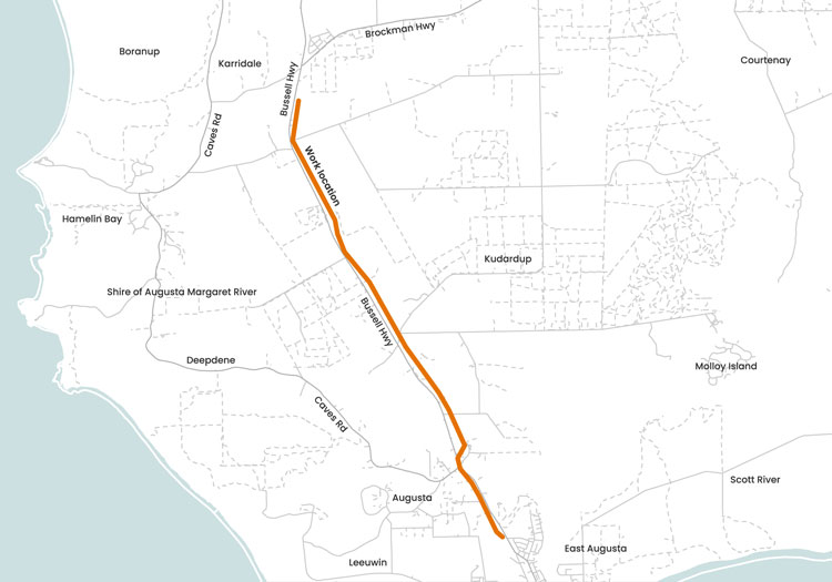 Karridale and Augusta planned works map
