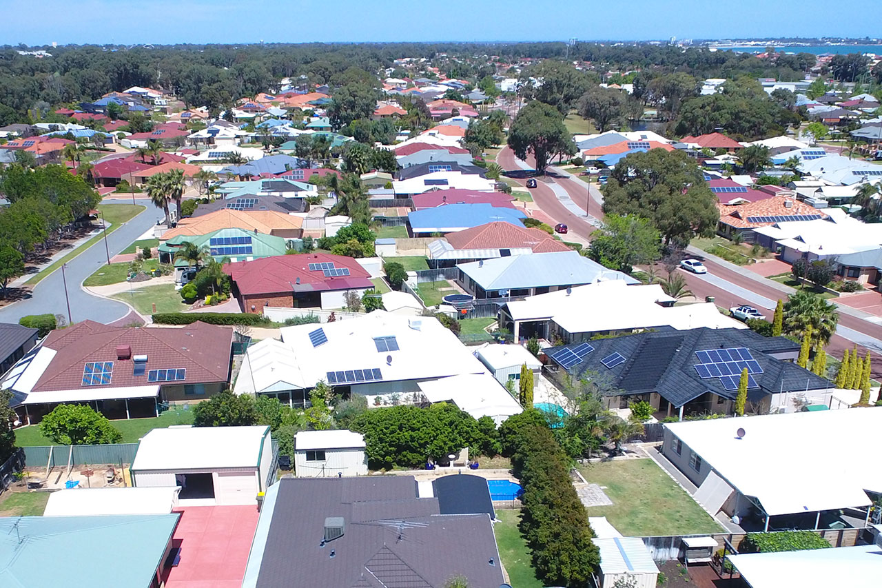 overview of solar in a residential area perth