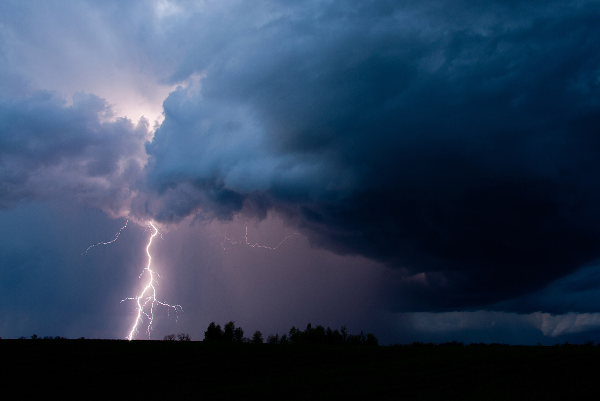 Lightening storm and clouds