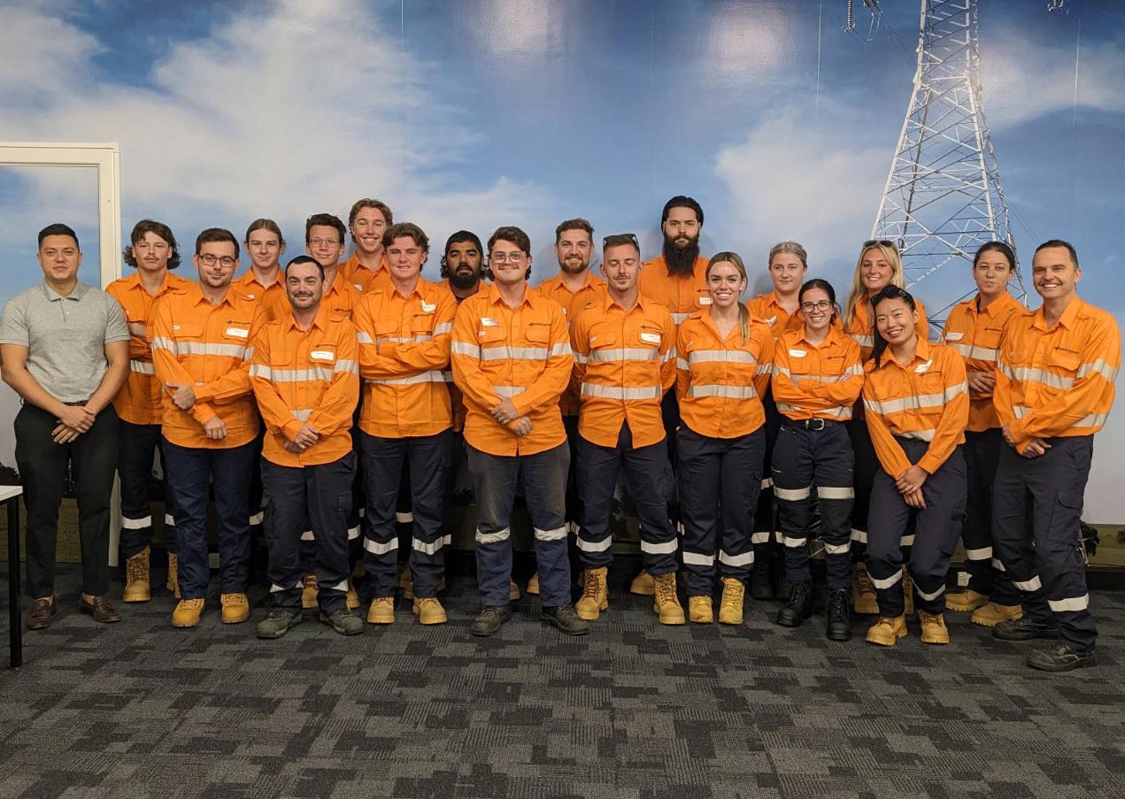 Western Power's 19 new apprentices stood together in a function room