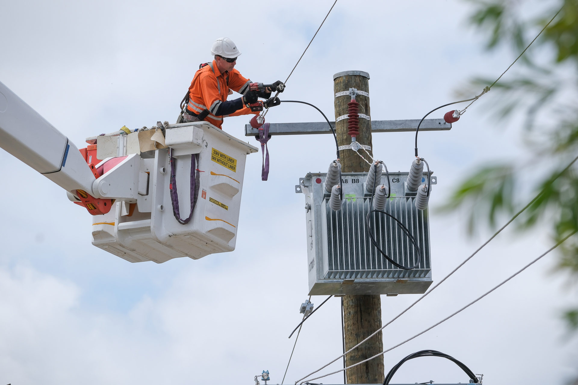 Western Power crew carrying out power line maintenance