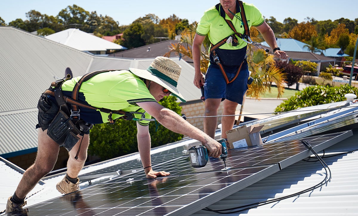 Solar installation on roof Perth