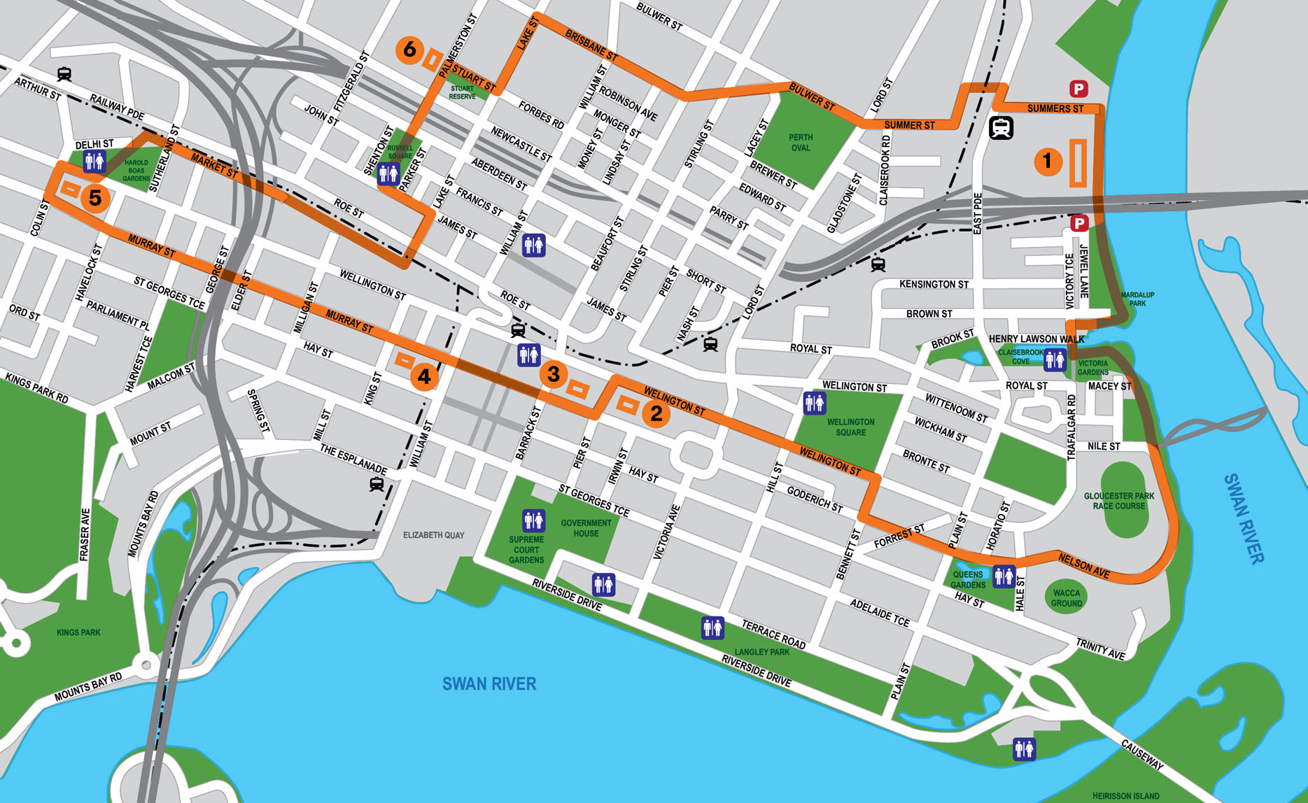 Perth by power self guided tour map