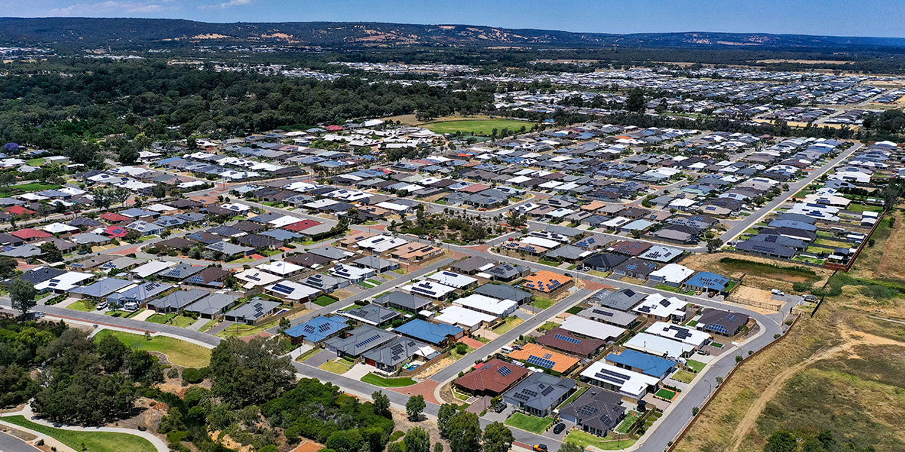 Aerial view of residential suburb