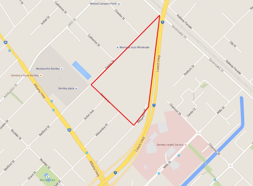 An example of a location plan for a DIP, visibly showing the streets and boundary of the area.