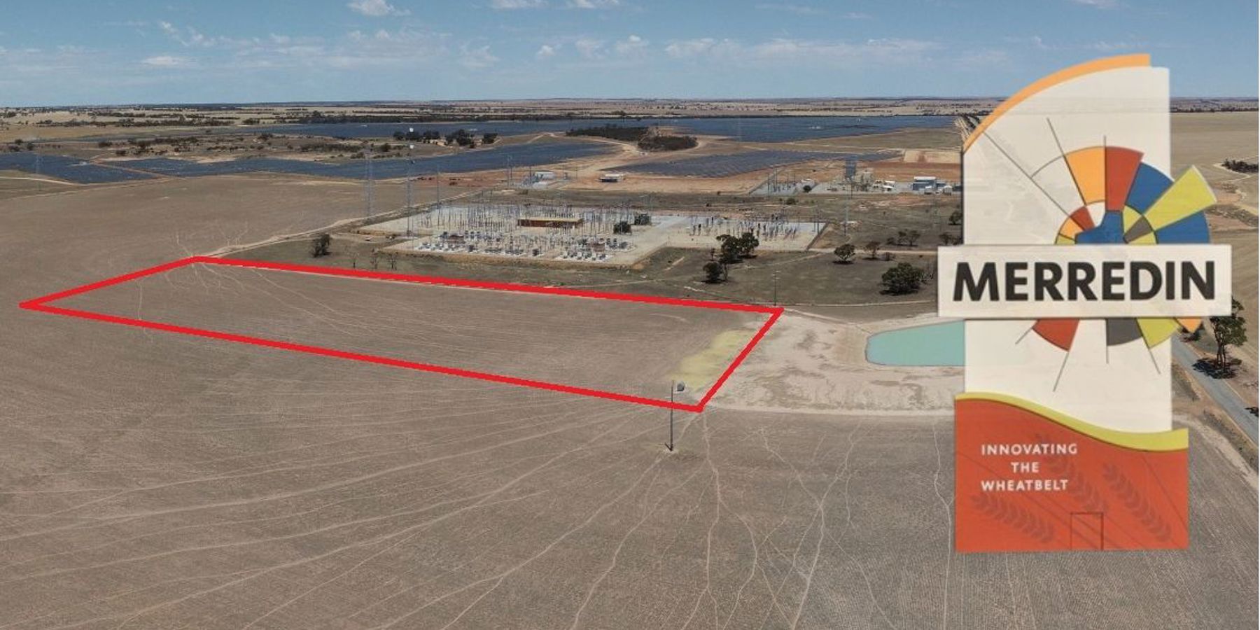 Aerial view of the location proposed for the Merredin BESS – 100 MW